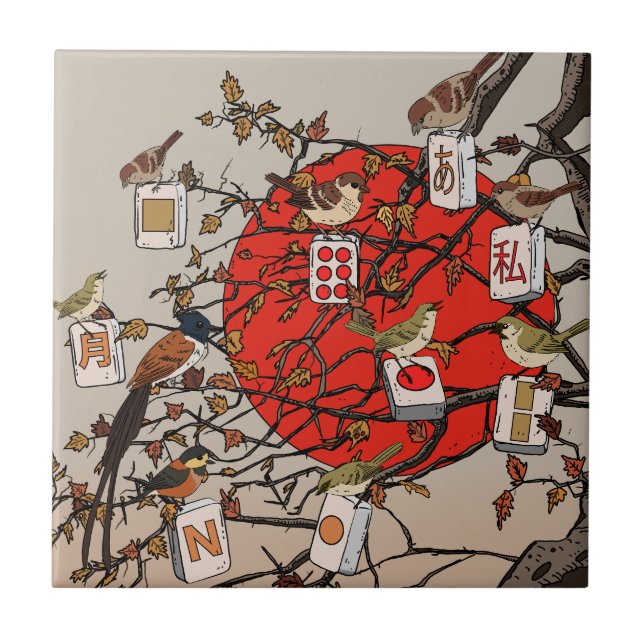 Mahjong Birds Game Tile (Front)