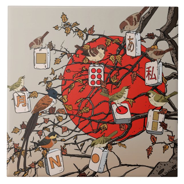 Mahjong Birds Game Tile (Front)