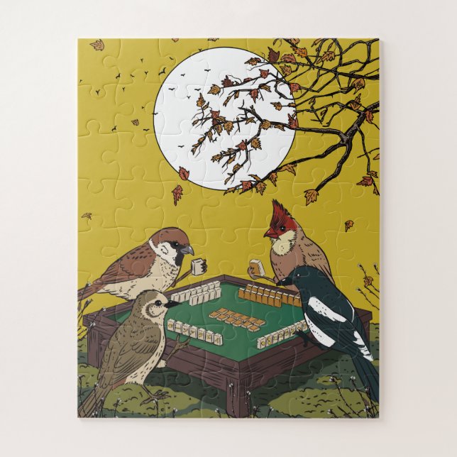 Mahjong birds playing Game  Jigsaw Puzzle (Vertical)