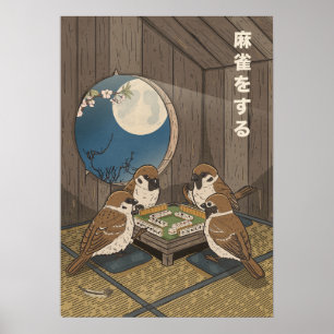 Mahjong birds playing Game  Poster