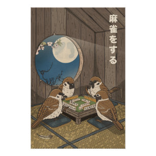 Mahjong birds playing Game Poster
