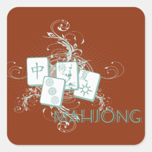 mahjong blue square sticker