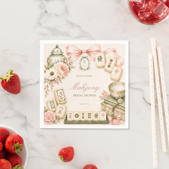 Mahjong bridal shower napkin (Insitu)