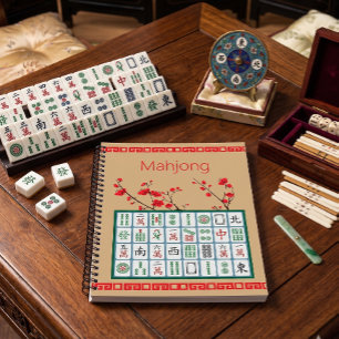 Mahjong Cherry Blossom Spiral Notebook