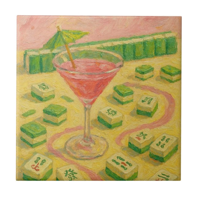 Mahjong Chic Painting Cocktail  Tile (Front)
