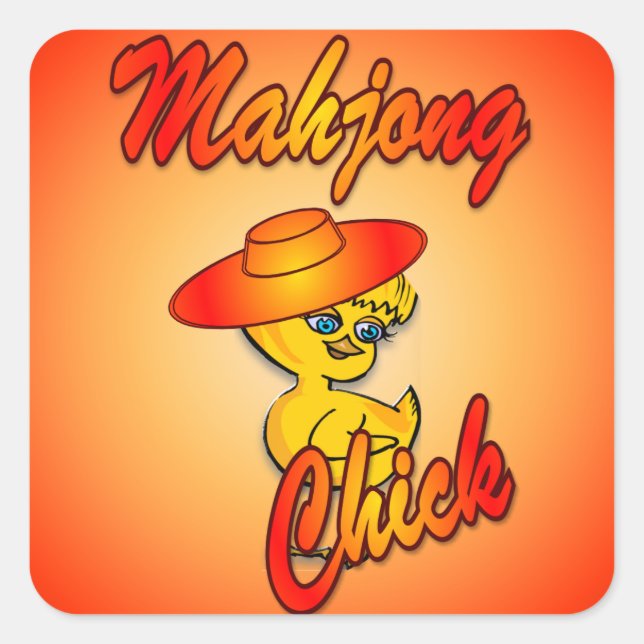 Mahjong Chick #5 Square Sticker (Front)