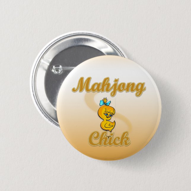Mahjong Chick 6 Cm Round Badge (Front & Back)