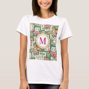 Mahjong Chinoiserie Floral Monogram Personalized T-Shirt
