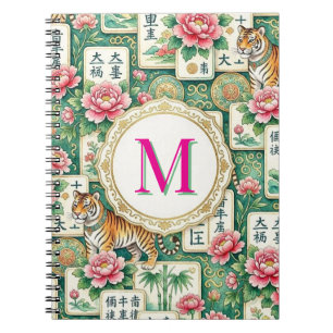 Mahjong Chinoiserie Floral Personalized Monogram Notebook