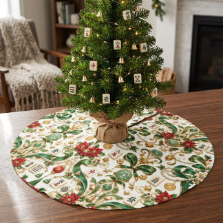 Mahjong Christmas Brushed Polyester Tree Skirt