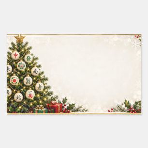 Mahjong Christmas Party Rectangular Sticker