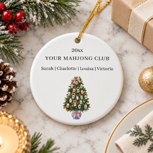Mahjong club members names Christmas Ceramic Tree Decoration