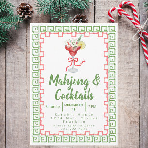 Mahjong & Cocktails Christmas Party Watercolor 