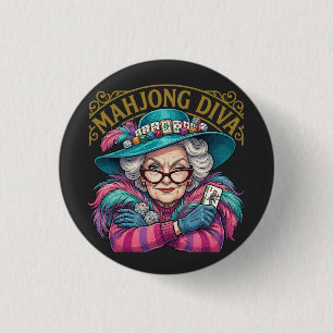 Mahjong Diva Funny Women's 3 Cm Round Badge