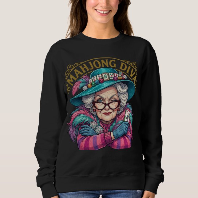 Mahjong Diva Funny Women's Sweatshirt (Front)