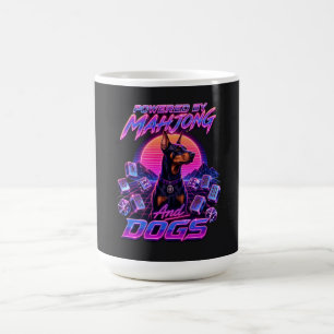 Mahjong & Dogs Synthwave Doberman Art Coffee Mug