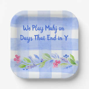 Mahjong Dot Crack Bam Watercolor Flower Paper Plate