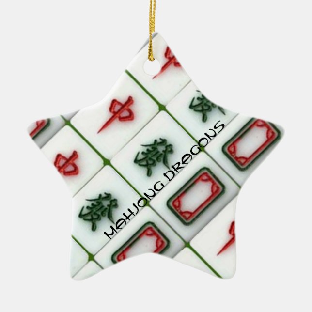 Mahjong Dragons Ceramic Tree Decoration (Front)