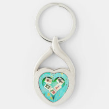 Mahjong Fills my Heart rustic design keychain 