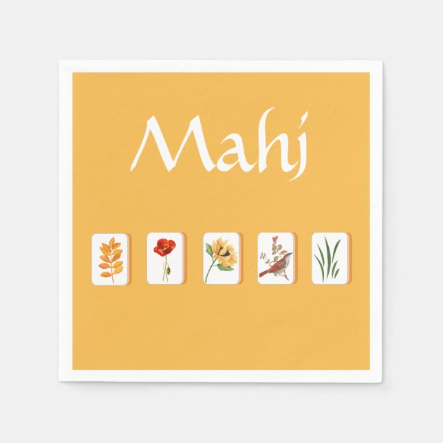 Mahjong Flower Tiles Napkin (Front)