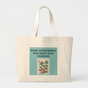 mahjong game player large tote bag