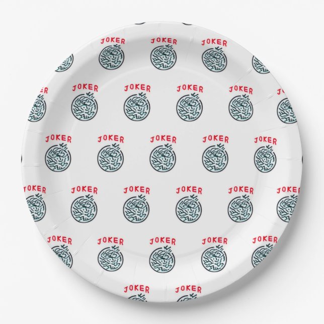 MahJong game symbol Joker tile Paper Plate (Front)
