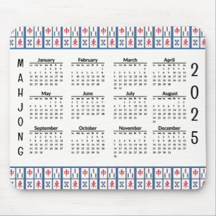 Mahjong Game Tiles 2025 Calendar Mousepad