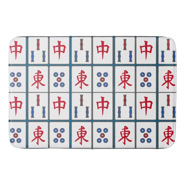 Mahjong Game Tiles Design Bath Mat (Front)