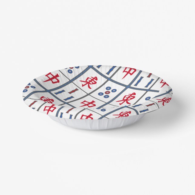 Mahjong Game Tiles Design Paper Plate (Angled)