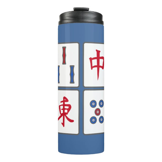 Mahjong Game Tiles Design Thermal Tumbler (Front)