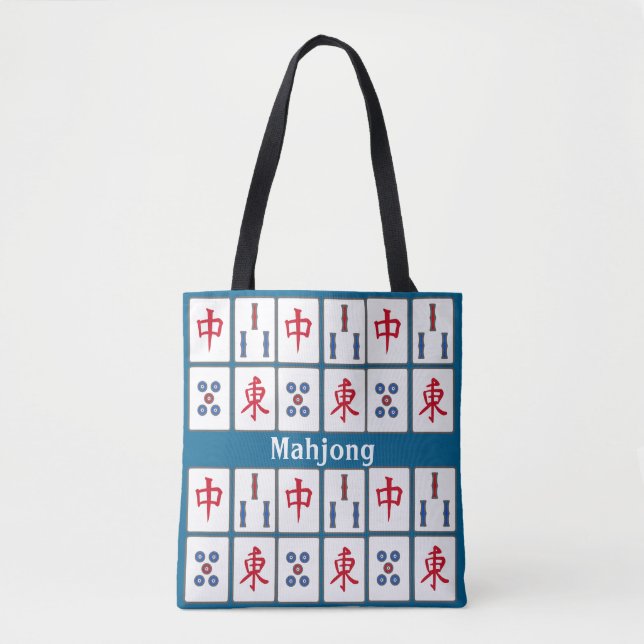 Mahjong Game Tiles Design Tote Bag (Front)