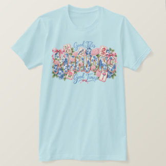 Mahjong Good Tiles Good Times Chinoiserie Floral T-Shirt