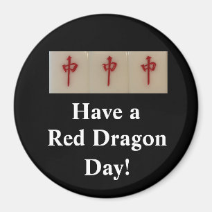 Mahjong - have a red dragon day magnet