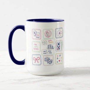 Mahjong Inspired Tiles & Lucky Charms Collage Mug