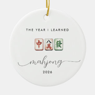 Mahjong Lover Hobby Gift Year I Learned Ceramic Tree Decoration