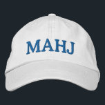 Mahjong Mahj Lover Bold Typography Simple Blue Embroidered Hat<br><div class="desc">Fun and simple hat typography design for anyone who loves to play mahjong.</div>