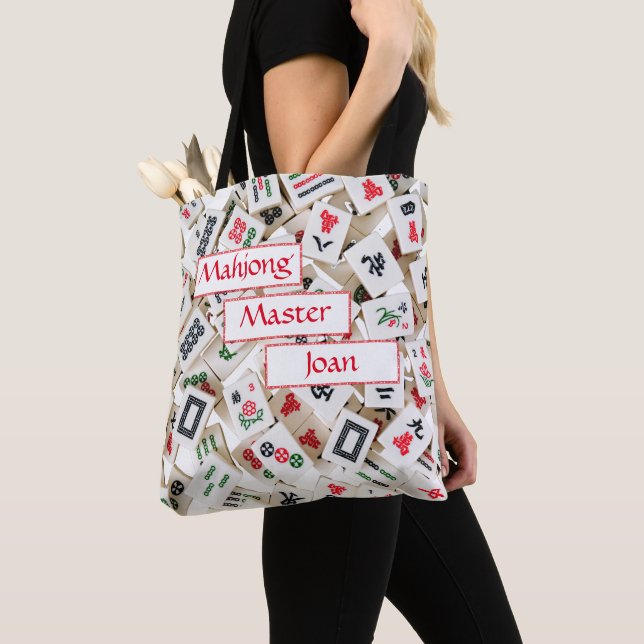 Mahjong Master Custom Name Tote Bag (Close Up)