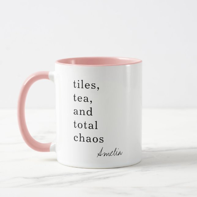 Mahjong Mom Tiles Tea Chaos Funny Quote Name Mug (Left)