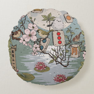 Mahjong Moonrise Round Cushion