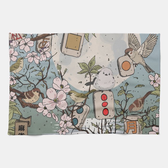 Mahjong Moonrise Tea Towel (Horizontal)