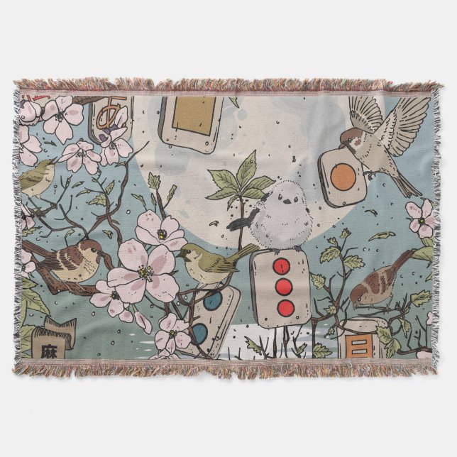 Mahjong Moonrise Throw Blanket (Front)