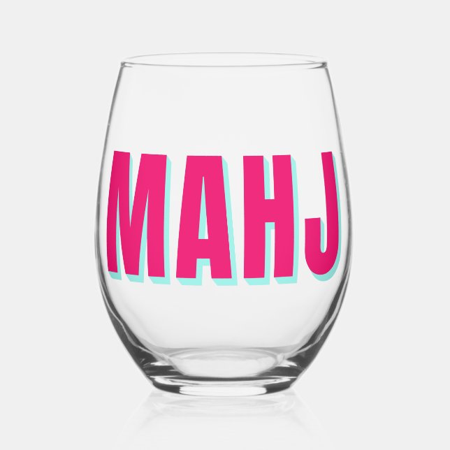 Mahjong or Mahj Bright Stemless Wine Glass (Front)