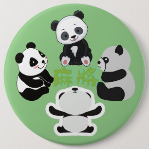 Mahjong Panda Cute Funny 6 Cm Round Badge
