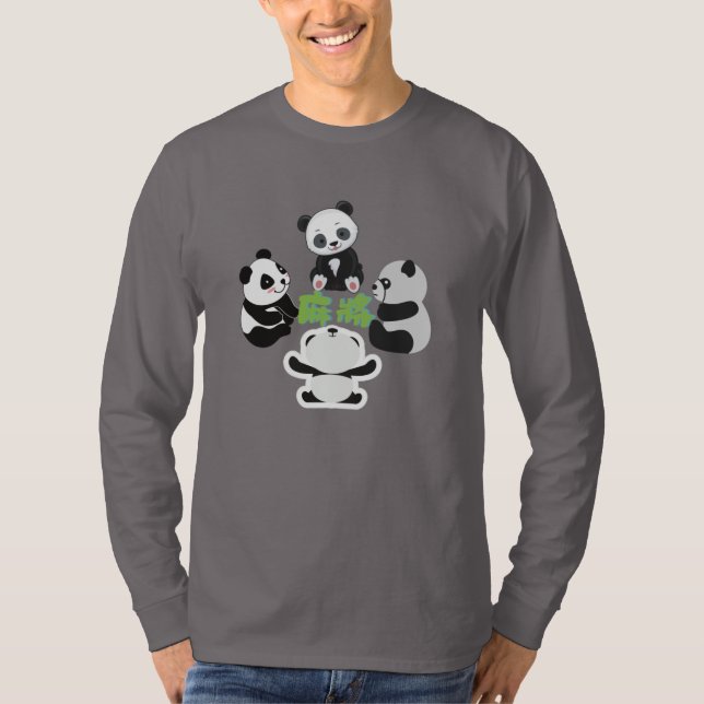 Mahjong Panda Cute Funny  T-Shirt (Front)