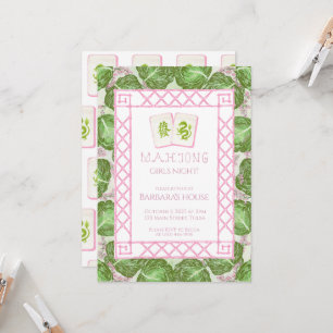 Mahjong Party Invitation, Cabbage and Pink Invitation