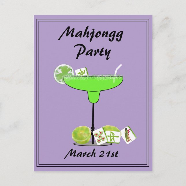 Mahjong Party Postcard Invitation  (Front)