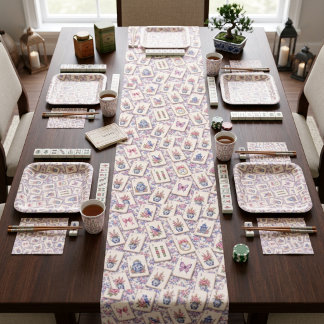 Mahjong Party Tiles Short Table Runner