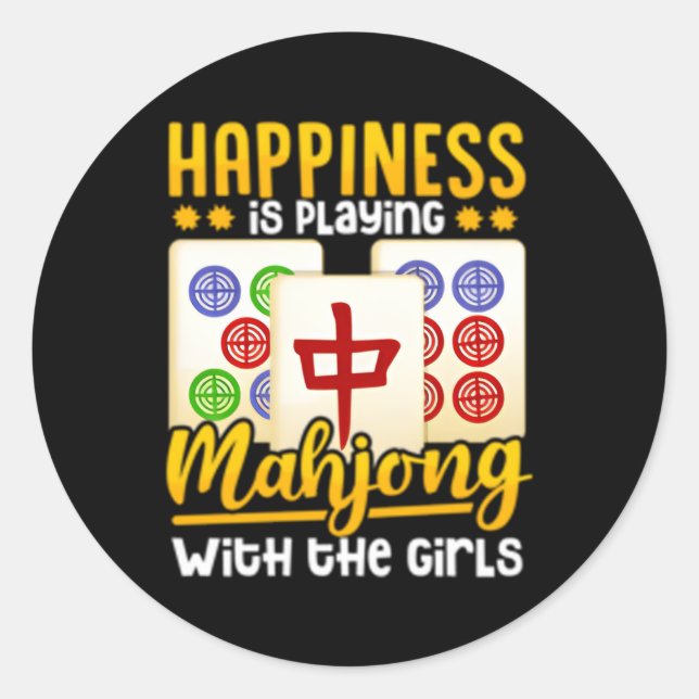 Mahjong Player Classic Round Sticker (Front)