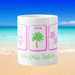MAHJONG QUEEN Beach Mahjong Tiles Coastal Preppy Large Coffee Mug