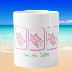 Mahjong Queen Beach Sea Turtles / Pink Turtles Large Coffee Mug